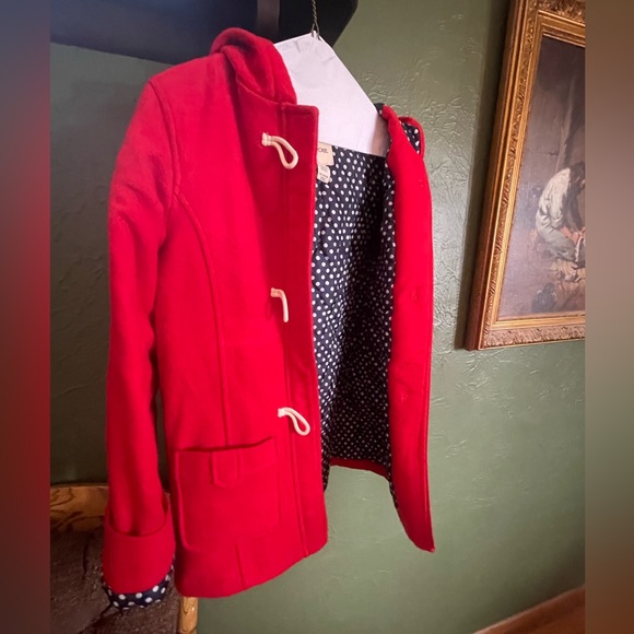 Brand: Cherokee. Size: XL 14/16 Red coat w blue white polka doted coat lining. - Picture 5 of 6